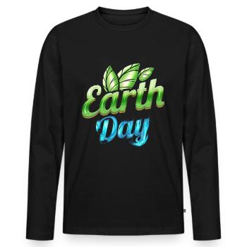 Logo vert et bleu avec feuilles vertes pour la terre - T-shirt manches longues Premium bio Homme - noir - Devant - Nico (187cm)
