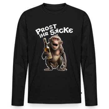 Sprüche Alkohol Prost Ihr Säcke Affe Geschenk - Männer Premium Bio Langarmshirt - Schwarz - Vorne - Nico (187cm)