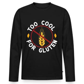 Too Cool For Gluten For Gluten Free Lover - Männer Premium Bio Langarmshirt - Schwarz - Vorne - Nico (187cm)