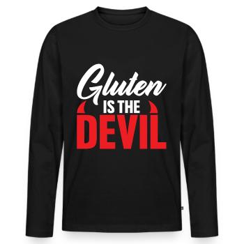 Funny Gluten Is The Devil For Gluten Free Lover - Männer Premium Bio Langarmshirt - Schwarz - Vorne - Nico (187cm)