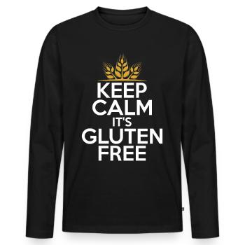Keep Calm it's Gluten Free For Gluten Free Lover - Männer Premium Bio Langarmshirt - Schwarz - Vorne - Nico (187cm)