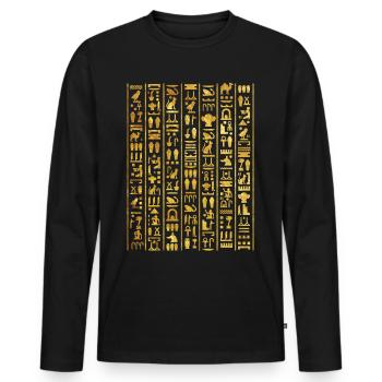 Egyptian Hieroglyphics For Archeologist - Men's Premium Organic Long Sleeve Shirt - black - Front - Nico (187cm)