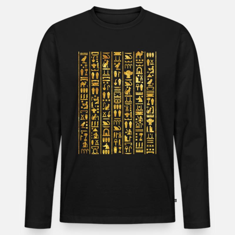 Egyptian Hieroglyphics For Archeologist - Männer Premium Bio Langarmshirt - Schwarz