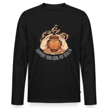 Poterie Argile Cours de poterie Poterie Getöpfert - T-shirt manches longues Premium bio Homme - noir - Devant - Nico (187cm)