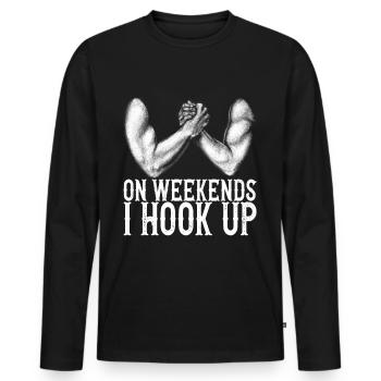Bras de fer Bras de fer - T-shirt manches longues Premium bio Homme - noir - Devant - Nico (187cm)