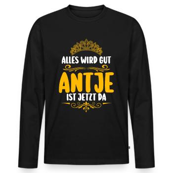 Antje - Männer Premium Bio Langarmshirt - Schwarz - Vorne - Nico (187cm)
