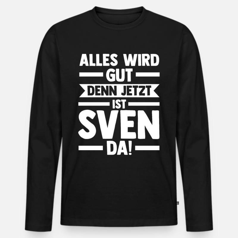 Sven - Männer Premium Bio Langarmshirt - Schwarz