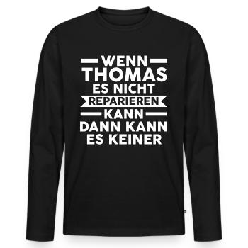 Thomas - Männer Premium Bio Langarmshirt - Schwarz - Vorne - Nico (187cm)