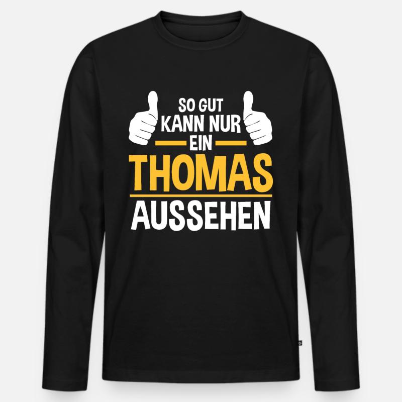 Thomas - Männer Premium Bio Langarmshirt - Schwarz