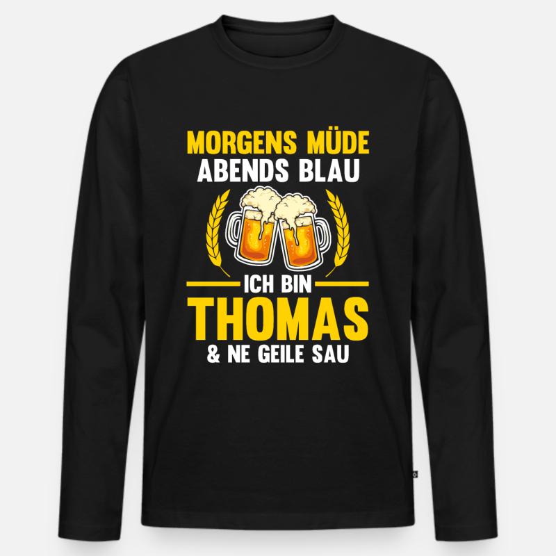 Thomas - Männer Premium Bio Langarmshirt - Schwarz