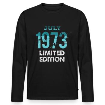 July 1973 Limited Edition - Men's Premium Organic Long Sleeve Shirt - black - Front - Nico (187cm)