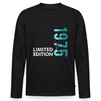 1975 Limited Edition - Männer Premium Bio Langarmshirt - Schwarz - Vorne - Nico (187cm)