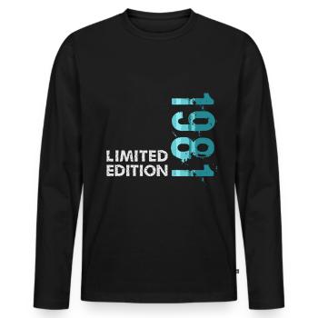 1981 Limited Edition - Männer Premium Bio Langarmshirt - Schwarz - Vorne - Nico (187cm)