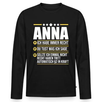 Anna - Männer Premium Bio Langarmshirt - Schwarz - Vorne - Nico (187cm)