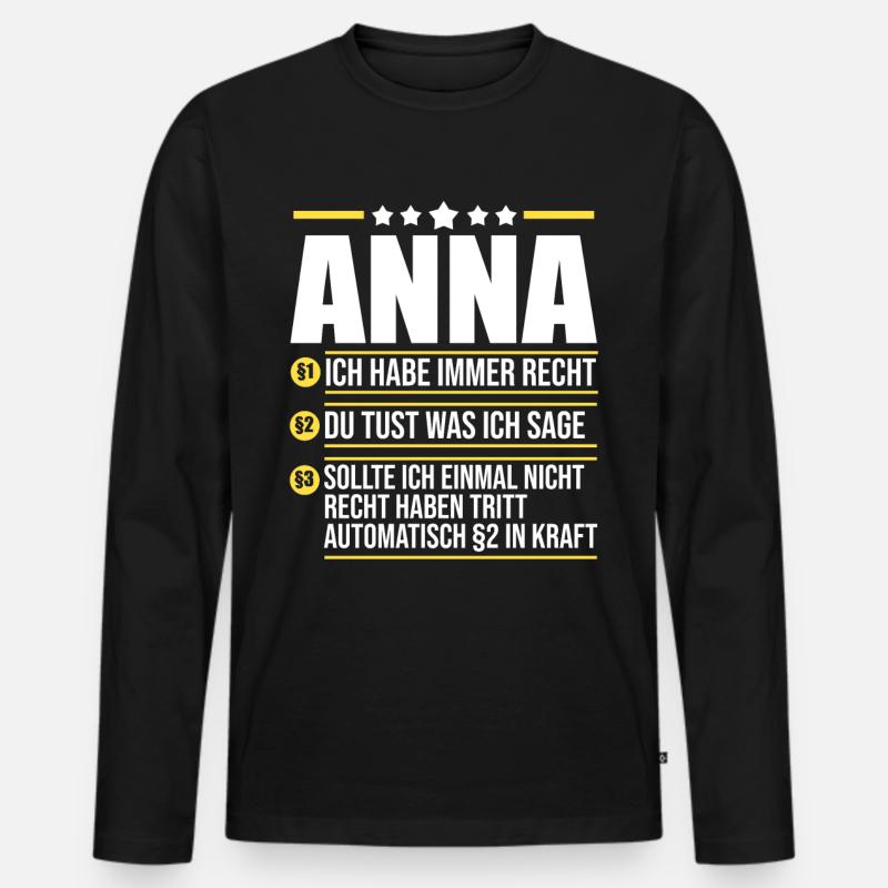 Anna - Männer Premium Bio Langarmshirt - Schwarz