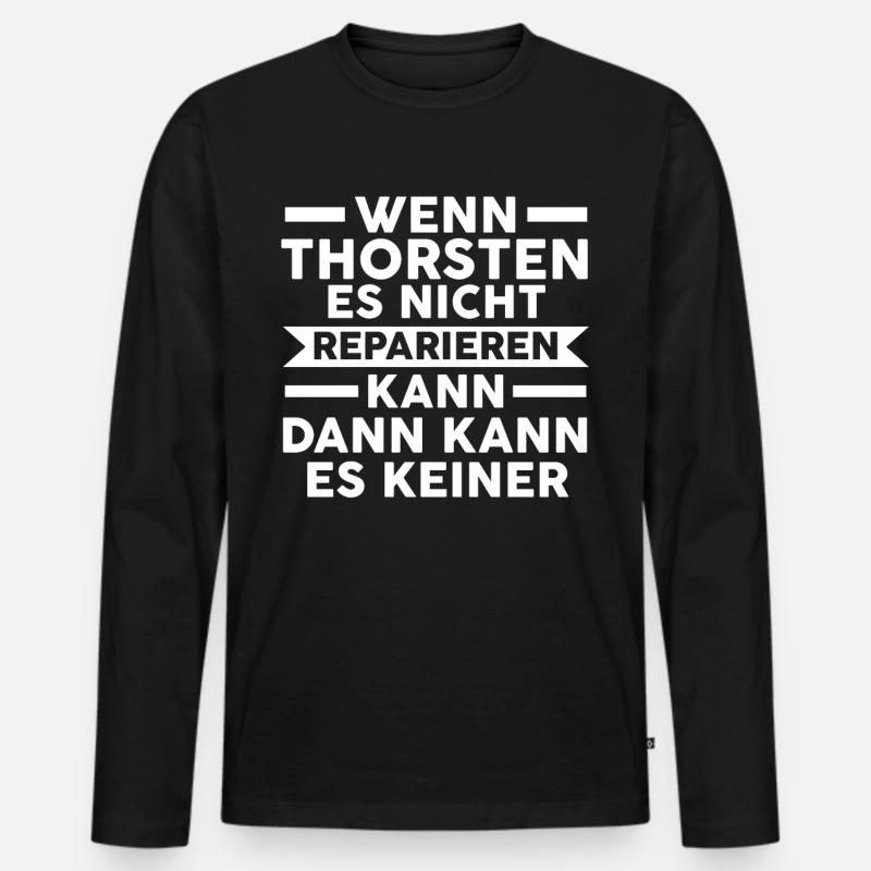Thorsten - Männer Premium Bio Langarmshirt - Schwarz