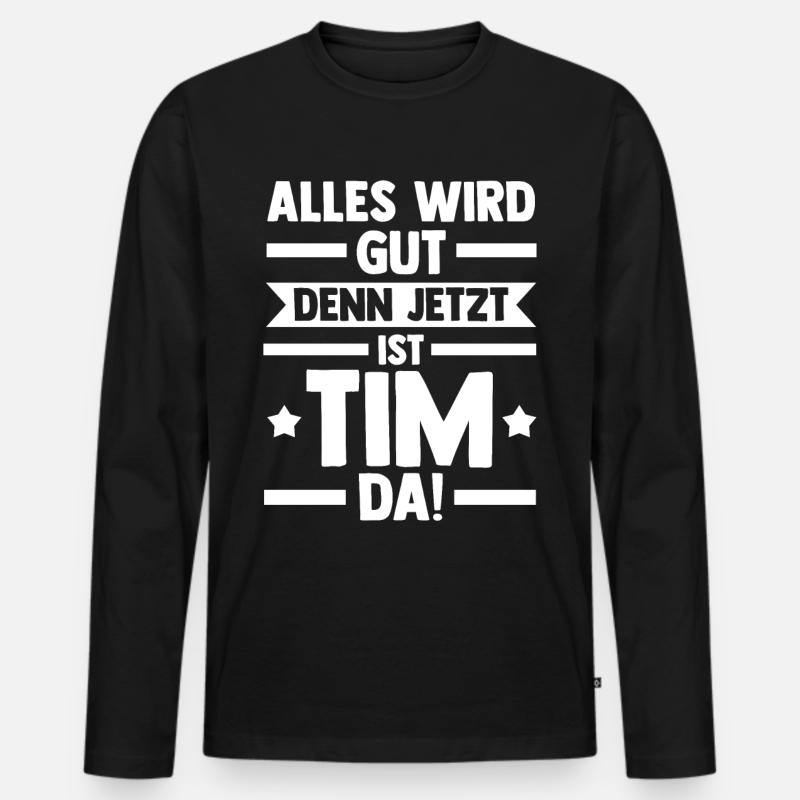 Tim - Männer Premium Bio Langarmshirt - Schwarz