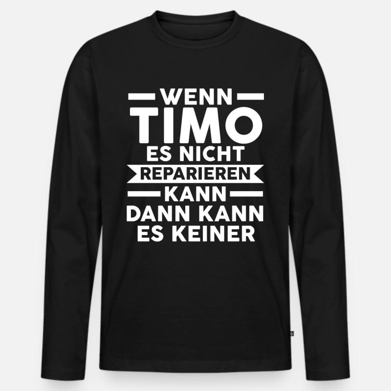 Timo - Männer Premium Bio Langarmshirt - Schwarz
