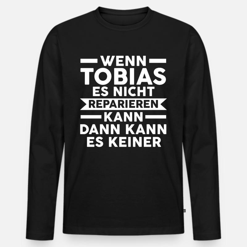 Tobias - Männer Premium Bio Langarmshirt - Schwarz