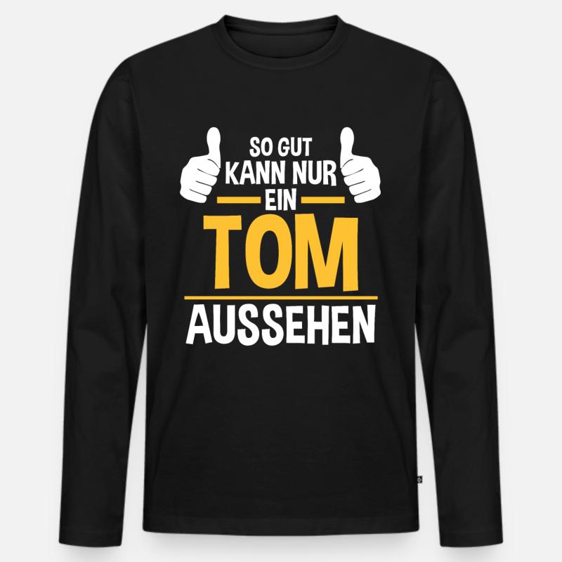 Tom - Männer Premium Bio Langarmshirt - Schwarz