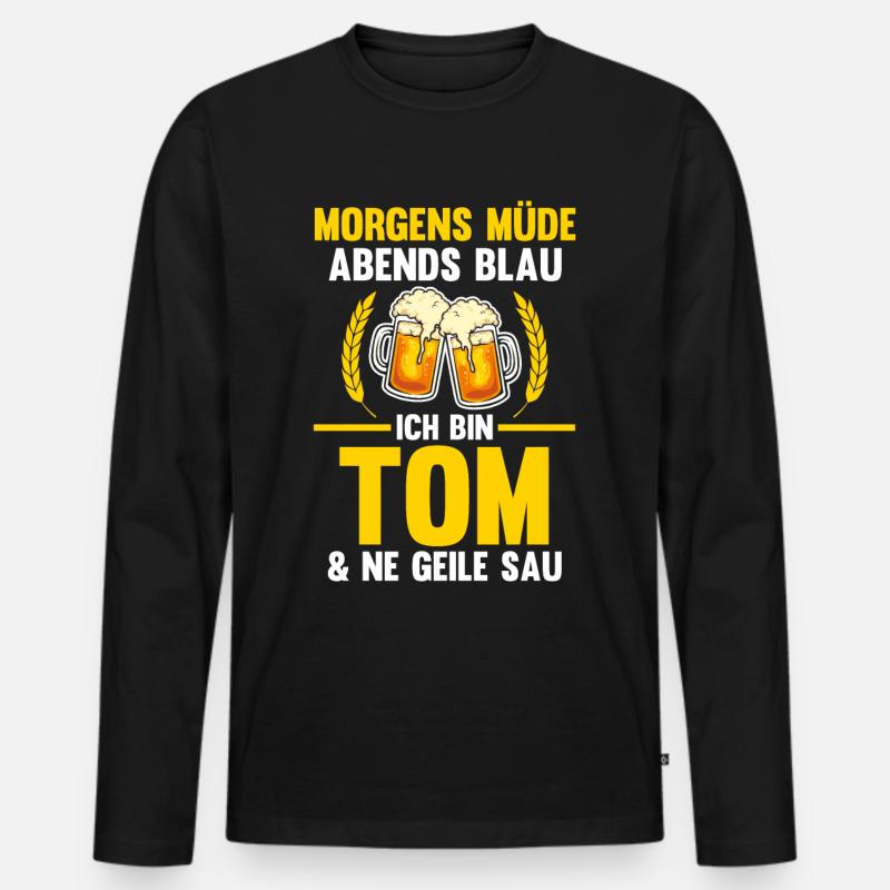 Tom - Männer Premium Bio Langarmshirt - Schwarz