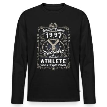 Vintage 1997 Baseball Cadeau d’anniversaire Hobby - T-shirt manches longues Premium bio Homme - noir - Devant - Nico (187cm)