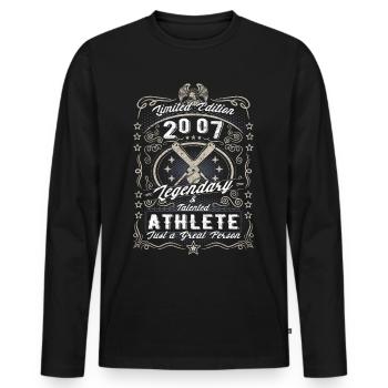 Vintage 2007 Baseball Geburtstag Geschenk Hobby - Männer Premium Bio Langarmshirt - Schwarz - Vorne - Nico (187cm)