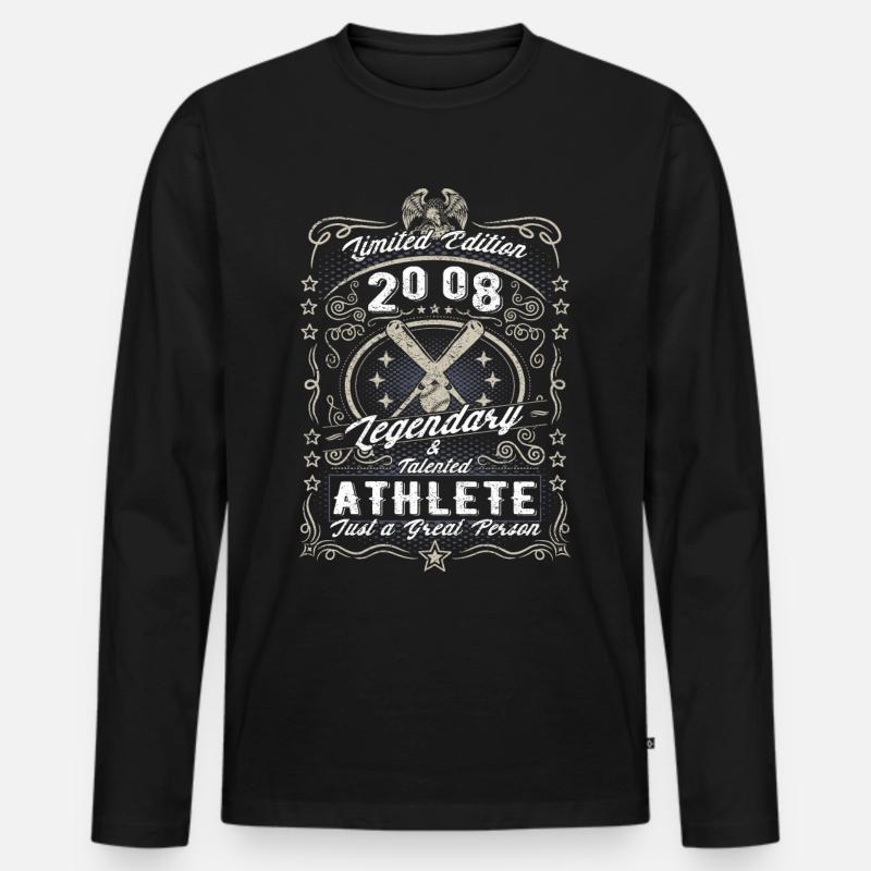 Vintage 2008 Baseball Geburtstag Geschenk Hobby - Männer Premium Bio Langarmshirt - Schwarz