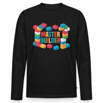 Lustige Blöcke Baumeister - Männer Premium Bio Langarmshirt - Schwarz - Vorne - Nico (187cm)