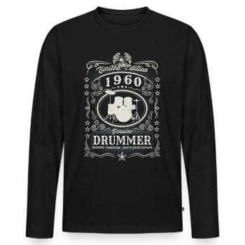 Vintage 1960 Drummer Geburtstag Geschenk Hobby - Männer Premium Bio Langarmshirt - Schwarz - Vorne - Nico (187cm)