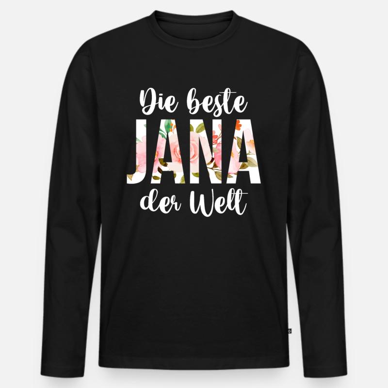 Jana - Männer Premium Bio Langarmshirt - Schwarz