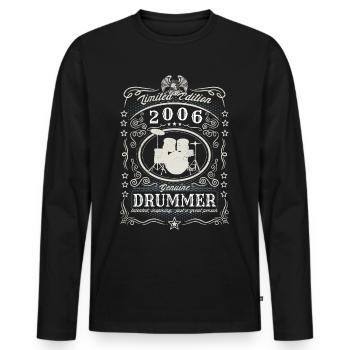 Vintage 2006 Drummer Geburtstag Geschenk Hobby - Männer Premium Bio Langarmshirt - Schwarz - Vorne - Nico (187cm)