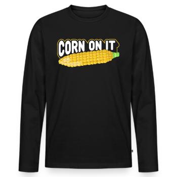 Corn on it - Men's Premium Organic Long Sleeve Shirt - black - Front - Nico (187cm)