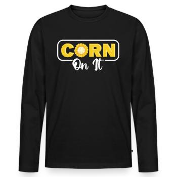 Corn on it - Men's Premium Organic Long Sleeve Shirt - black - Front - Nico (187cm)