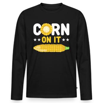 Corn on it - Men's Premium Organic Long Sleeve Shirt - black - Front - Nico (187cm)