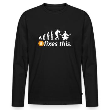 Bitcoin fixes this - Männer Premium Bio Langarmshirt - Schwarz - Vorne - Nico (187cm)