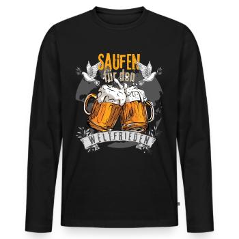 Saufen für den Weltfrieden Biertrinker Spruch Bier - Männer Premium Bio Langarmshirt - Schwarz - Vorne - Nico (187cm)