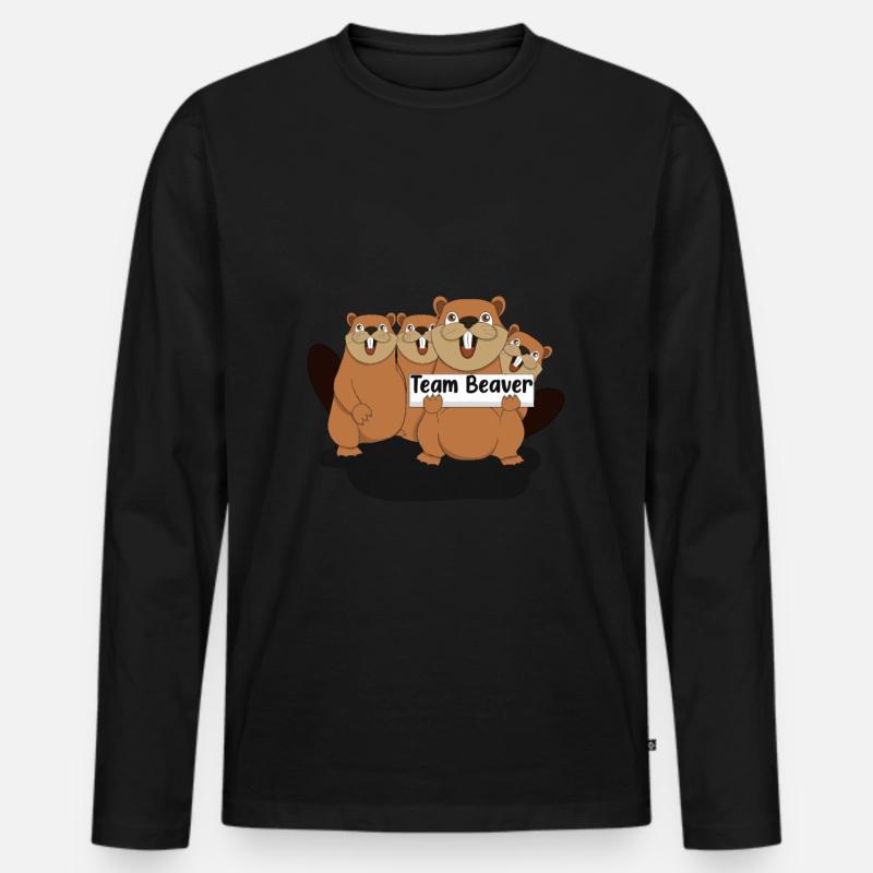 Team Beaver - Männer Premium Bio Langarmshirt - Schwarz