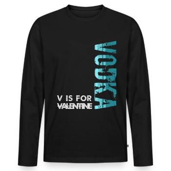V is for Vodka - Men's Premium Organic Long Sleeve Shirt - black - Front - Nico (187cm)
