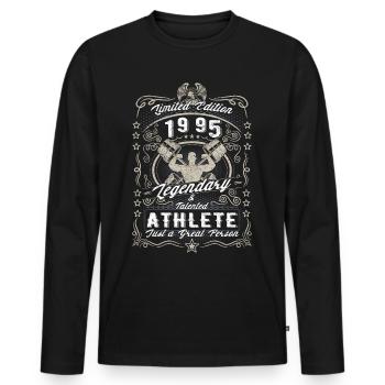 Vintage 1995 Fitness Birthday Gift Hobby - Men's Premium Organic Long Sleeve Shirt - black - Front - Nico (187cm)