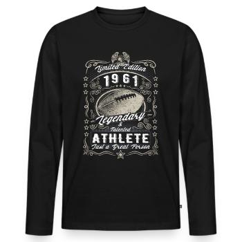 Vintage 1961 Football Cadeau d’anniversaire Hobby - T-shirt manches longues Premium bio Homme - noir - Devant - Nico (187cm)