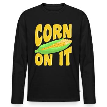 Corn on it - Men's Premium Organic Long Sleeve Shirt - black - Front - Nico (187cm)