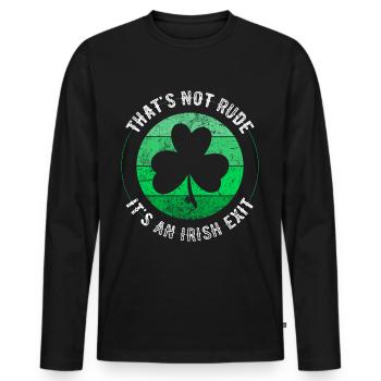 Irish Exit Saint Patrick's Day Retro Clover - Men's Premium Organic Long Sleeve Shirt - black - Front - Nico (187cm)