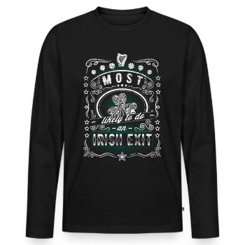 Irish Exit Saint Patrick's Day Vintage Gift - Men's Premium Organic Long Sleeve Shirt - black - Front - Nico (187cm)
