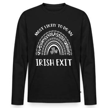 Irish Exit Saint Patrick's Day Rainbow Gift - Men's Premium Organic Long Sleeve Shirt - black - Front - Nico (187cm)