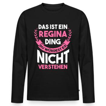 Vorname Regina - Männer Premium Bio Langarmshirt - Schwarz - Vorne - Nico (187cm)