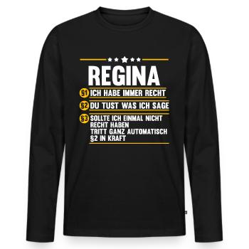 Vorname Regina - Männer Premium Bio Langarmshirt - Schwarz - Vorne - Nico (187cm)