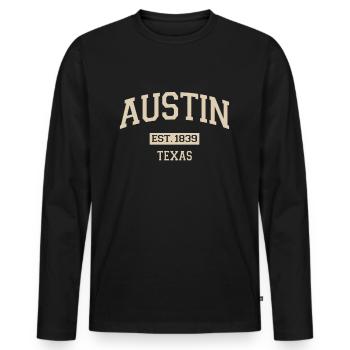 Texas - T-shirt manches longues Premium bio Homme - noir - Devant - Nico (187cm)
