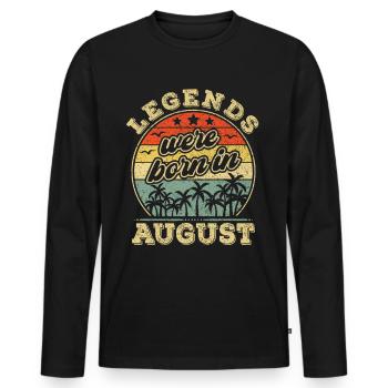 August Birthday August Born Legend Gift - Men's Premium Organic Long Sleeve Shirt - black - Front - Nico (187cm)