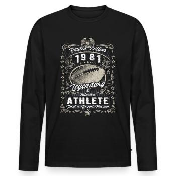 Vintage 1981 Football Cadeau d’anniversaire Hobby - T-shirt manches longues Premium bio Homme - noir - Devant - Nico (187cm)